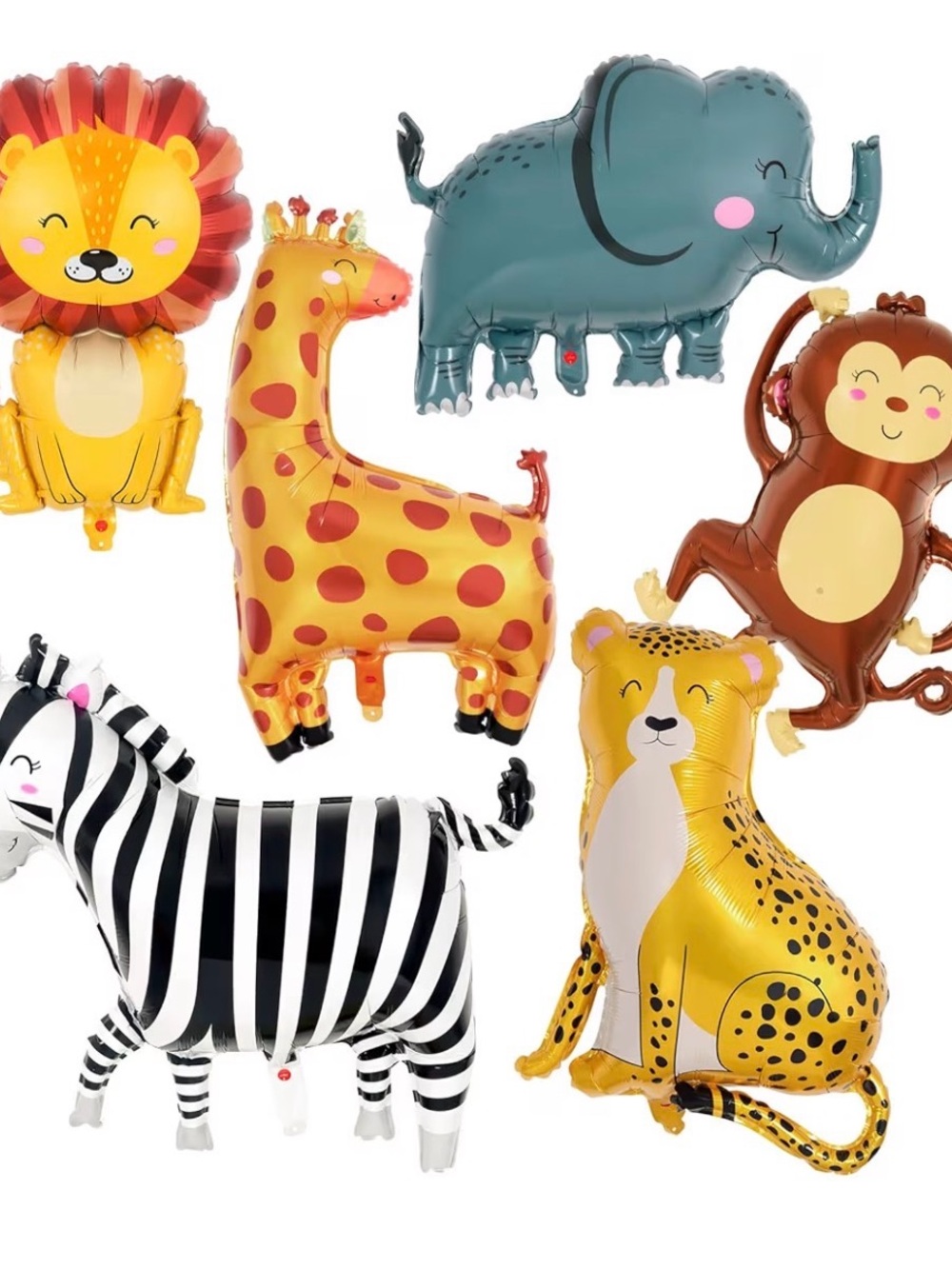 Kids Animal Foil Balloon Set - Yellow, Brown, Gray, Black